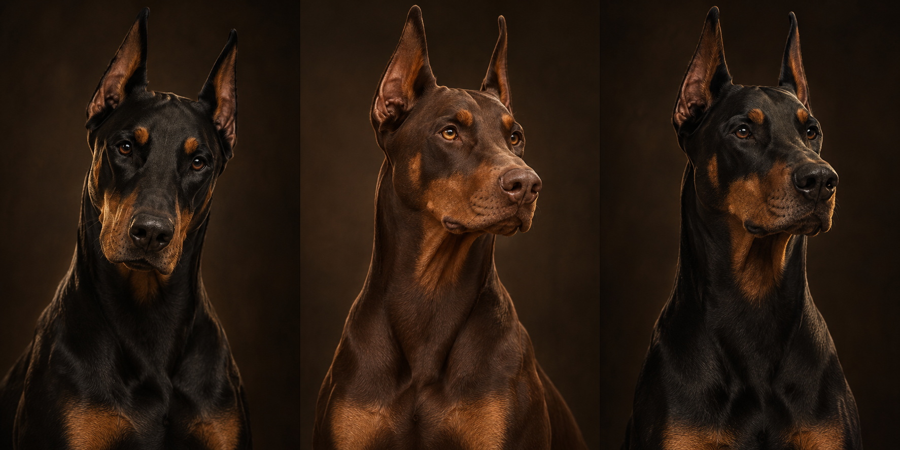 An attentive black and rust Doberman character