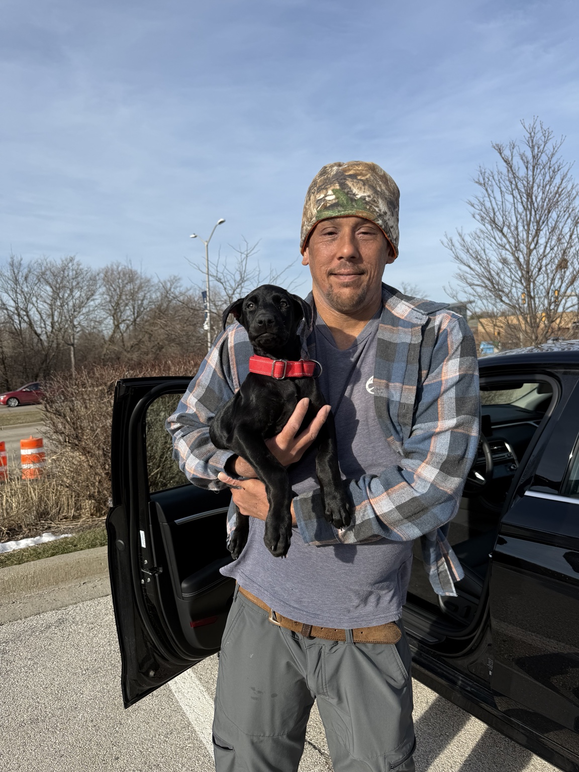 Jet with his dad on go-home day